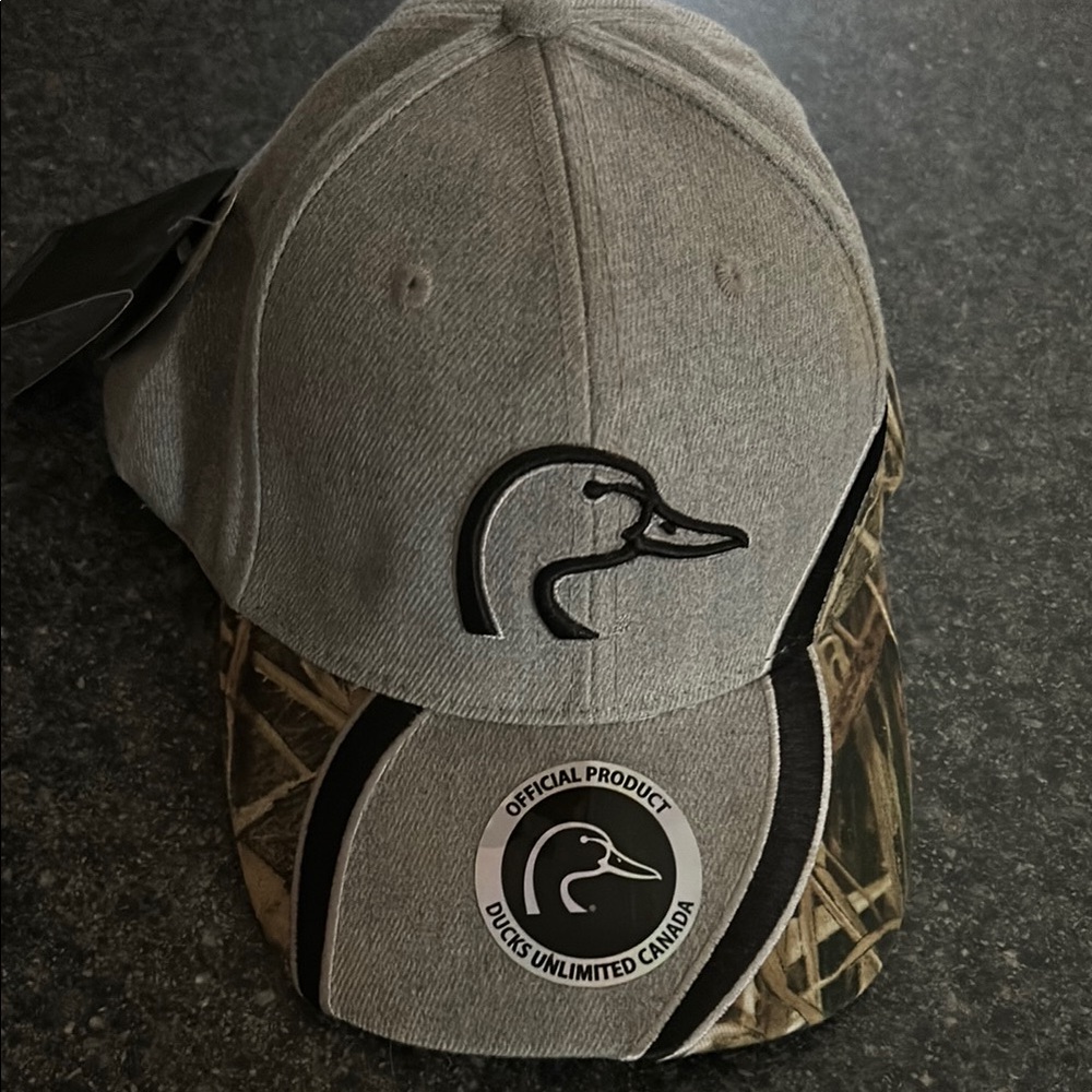Gray and Brown Ducks Unlimited Duck Head Logo Hat